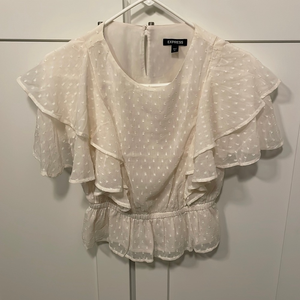 Work Blouse, Express, XS, never worn, beige, textured